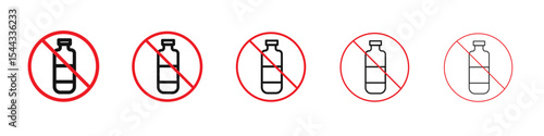 No plastic bottle icon black and white vector sign