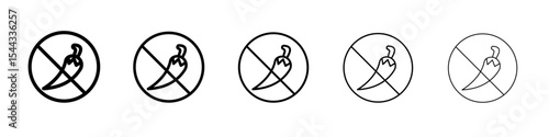 No spicy hot chilli icon black and white vector sign