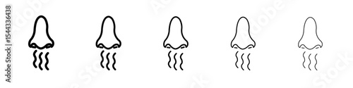 Nose with smoke icon black and white vector sign