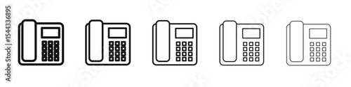 Office Phone icon black and white vector sign