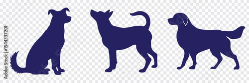 Dog Silhouettes icon set, Dog breeds, veterinary, dog walking, pet sitting logo inspiration. Dog show, competition, pet store, guide dog. Variety Silhouettes Dog Design. EPS 10