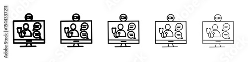 online medical consultation icon black and white vector sign