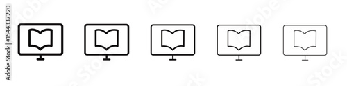 Online library icon black and white vector sign