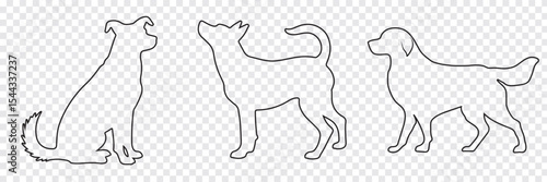 Dog Silhouettes icon set, Dog breeds, veterinary, dog walking, pet sitting logo inspiration. Dog show, competition, pet store, guide dog. Variety Silhouettes Dog Design. EPS 10