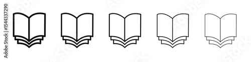 Open Book icon black and white vector sign