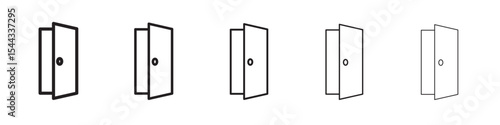 Open door icon black and white vector sign