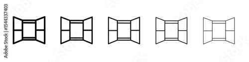 Open windows icon black and white vector sign