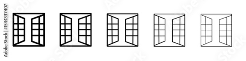 Open windows icon black and white vector sign