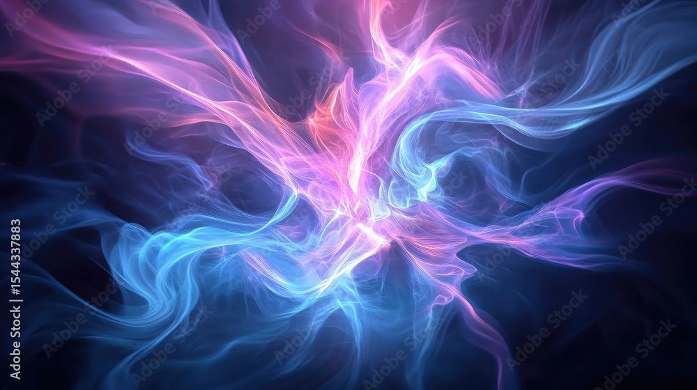 Fototapeta premium Abstract swirling patterns of vibrant, glowing colours on a dark background