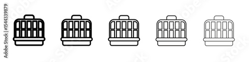 Pet cage icon black and white vector sign
