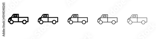 Pickup truck icon black and white vector sign