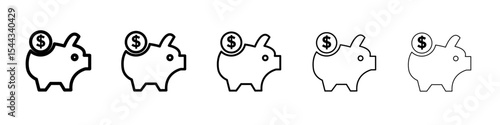 Piggy bank icon black and white vector sign