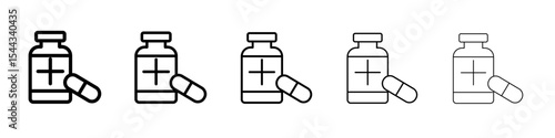 Pill bottle icon black and white vector sign