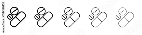 Pills icon black and white vector sign