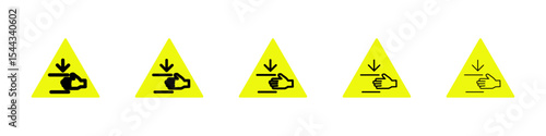 pinched warn sign icon black and white vector sign