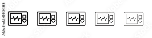 Portable electrocardiogram icon black and white vector sign