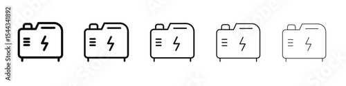 Portable power generator icon black and white vector sign