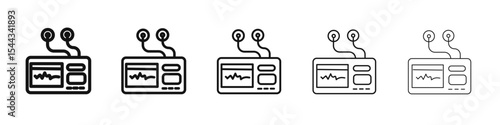 Portable electrocardiogram icon black and white vector sign