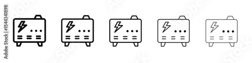 Portable power generator icon black and white vector sign