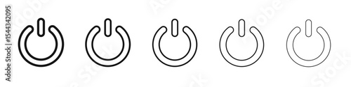 Power button icon black and white vector sign