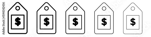 Price tag icon black and white vector sign