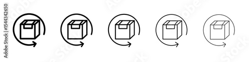 product return Box icon black and white vector sign