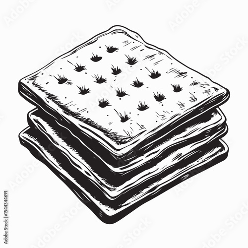 Black and white Saltine Crackers Vector Image Isolated On White Background.