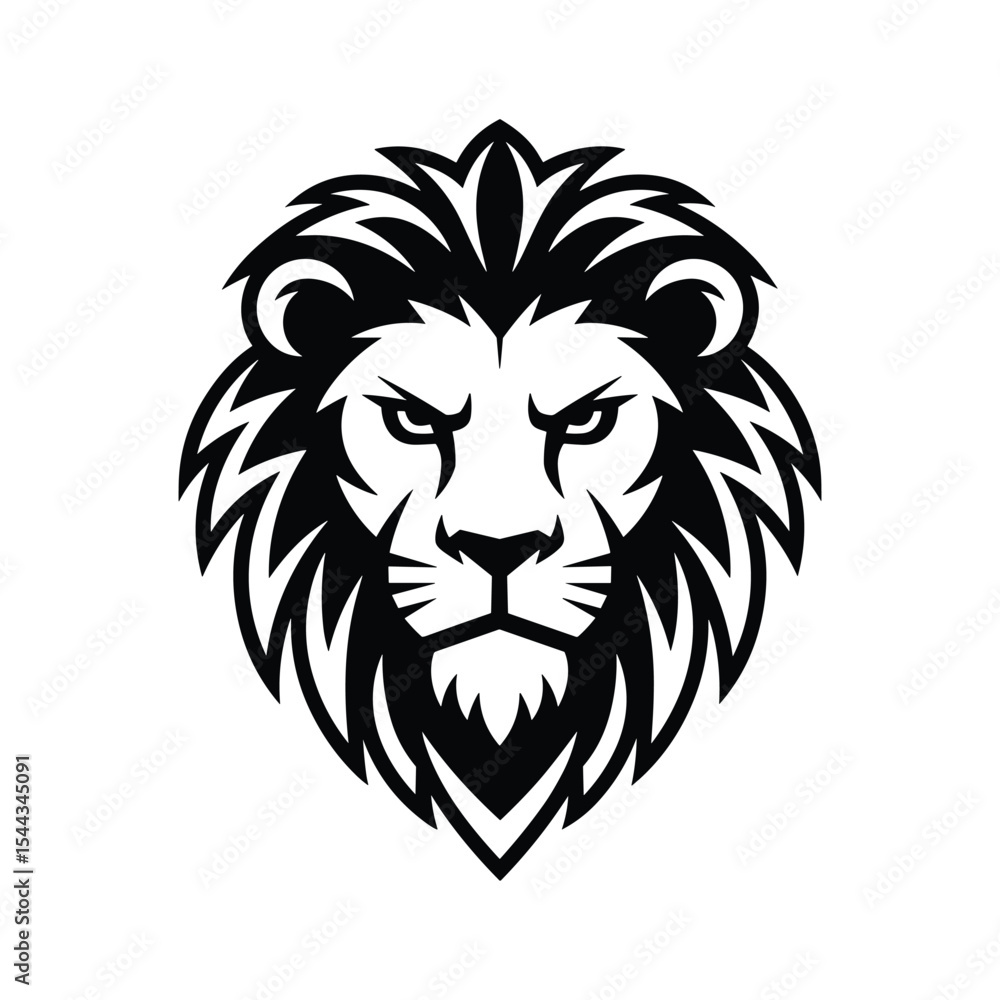 Black Lion Head Vector Illustration. Black Lion Head Vector Illustration.