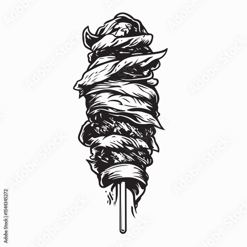 Grilled Meat Kebab on Skewers Stick Vector  image Illustration on white background.
