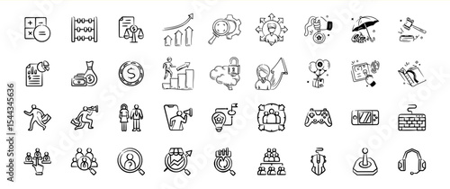 Collection of Hand Drawn Business and Technology Icons