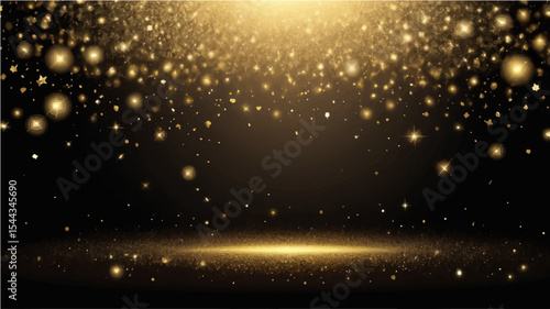 Abstract Christmas night sky with glowing tree lights and sparkling stars