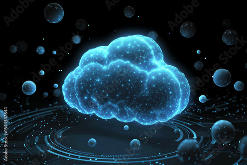 Futuristic Cloud Storage Illustration With Floating Spheres