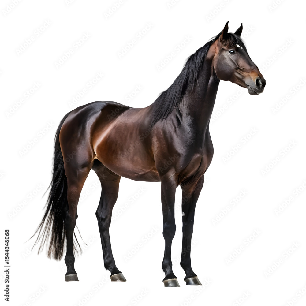 Fototapeta premium A powerful bay horse isolated on transparent background