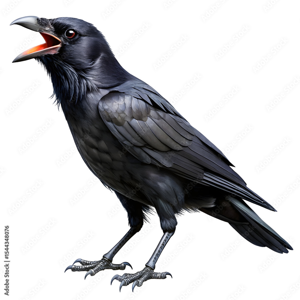 Fototapeta premium black crow are making weird noises isolated on transparent background