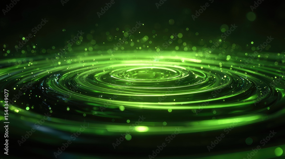 Fototapeta premium Concentric ripples in a vibrant green liquid.