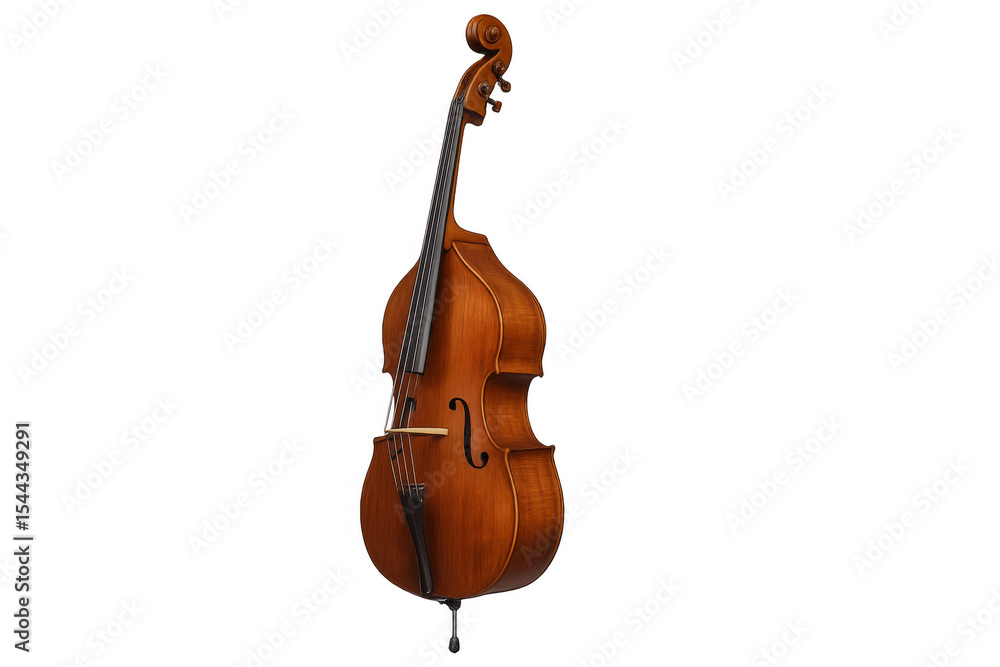 Fototapeta premium Classic double bass isolated on transparent background with clipping path