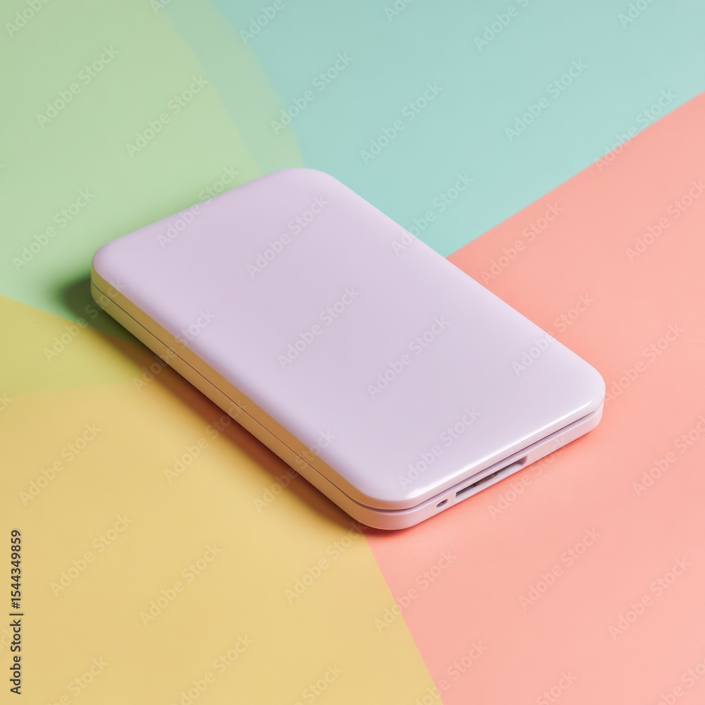External hard drive featuring a slim design and rounded edges, placed on a pastel-colored surface. External hard drive featuring a slim design and rounded edges, placed on a pastel-colored surface.
