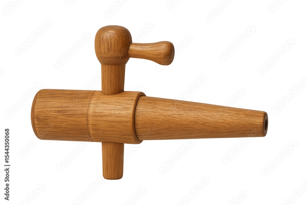 Wooden spigot resting on transparent background, ready for use Wooden spigot resting on transparent background, ready for use