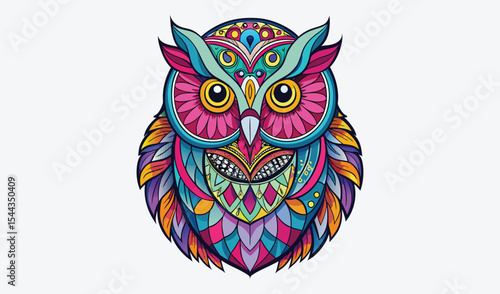 Colorful mandala owl design illustration