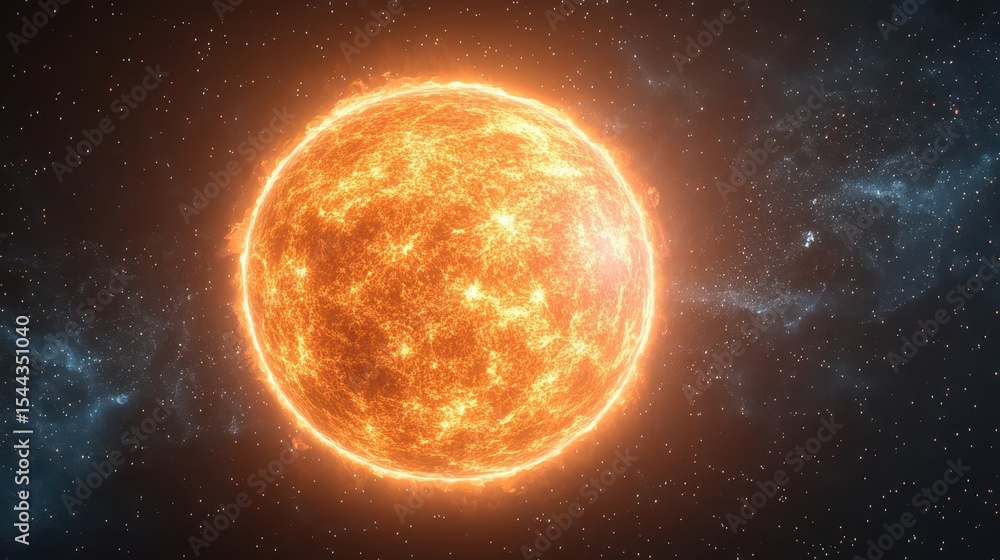 Obraz premium Fiery Stellar Surface, Cosmic Nebula