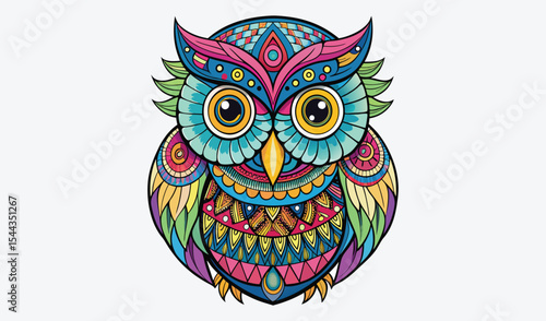 Colorful ornate owl mandala design illustration