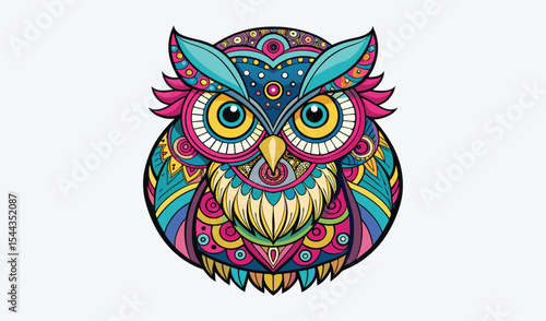 Colorful ornate owl mandala art illustration