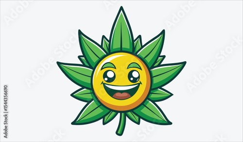 Happy marijuana leaf cartoon character