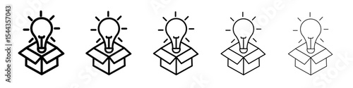 Think out of box idea icon black and white vector sign