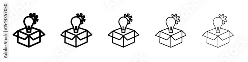 Think out of box idea icon black and white vector sign