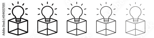 Think out of box idea icon black and white vector sign
