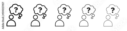 Thinking icon black and white vector sign