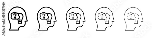 Thinking icon black and white vector sign