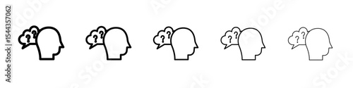 Thinking icon black and white vector sign