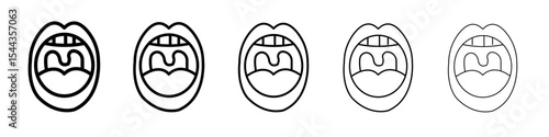 Throat oral mouth icon black and white vector sign